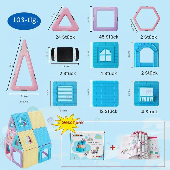 Magblock 103 Teiles Magnetische Bausteine Magnetische Blöcke für Kinder Magnet Lernspielzeug Spielze
