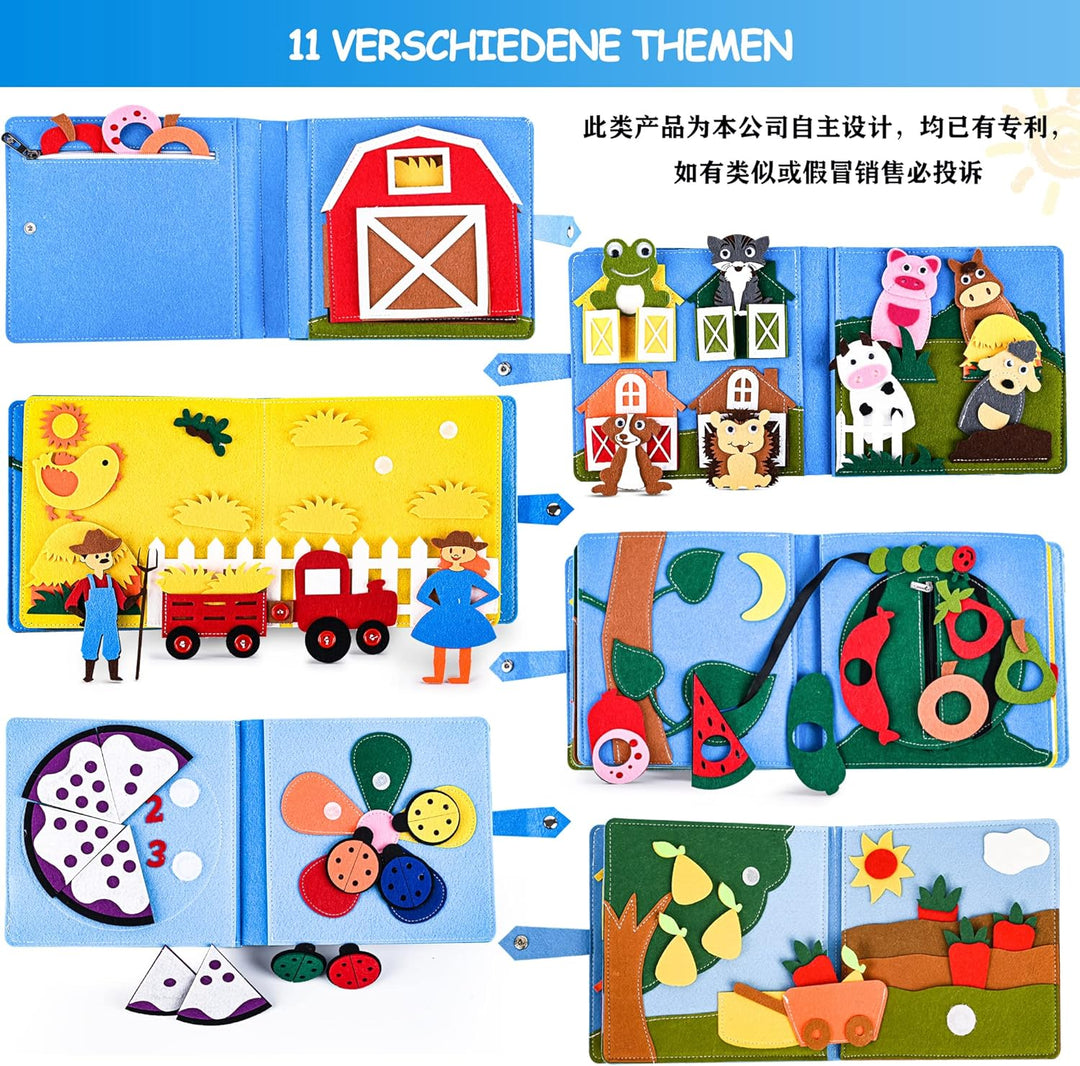 Quiet Book® | 3D Filz Beschäftigungsbuch Pädagogisches Sensorisches Spielzeug | Vorschulkinder Lerne