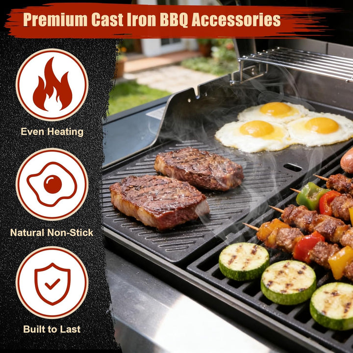 Denmay 7637 44,5 cm Grillrost & Grillplatte für Weber Spirit I & II 200 Serie(mit vorderen Bedienknö