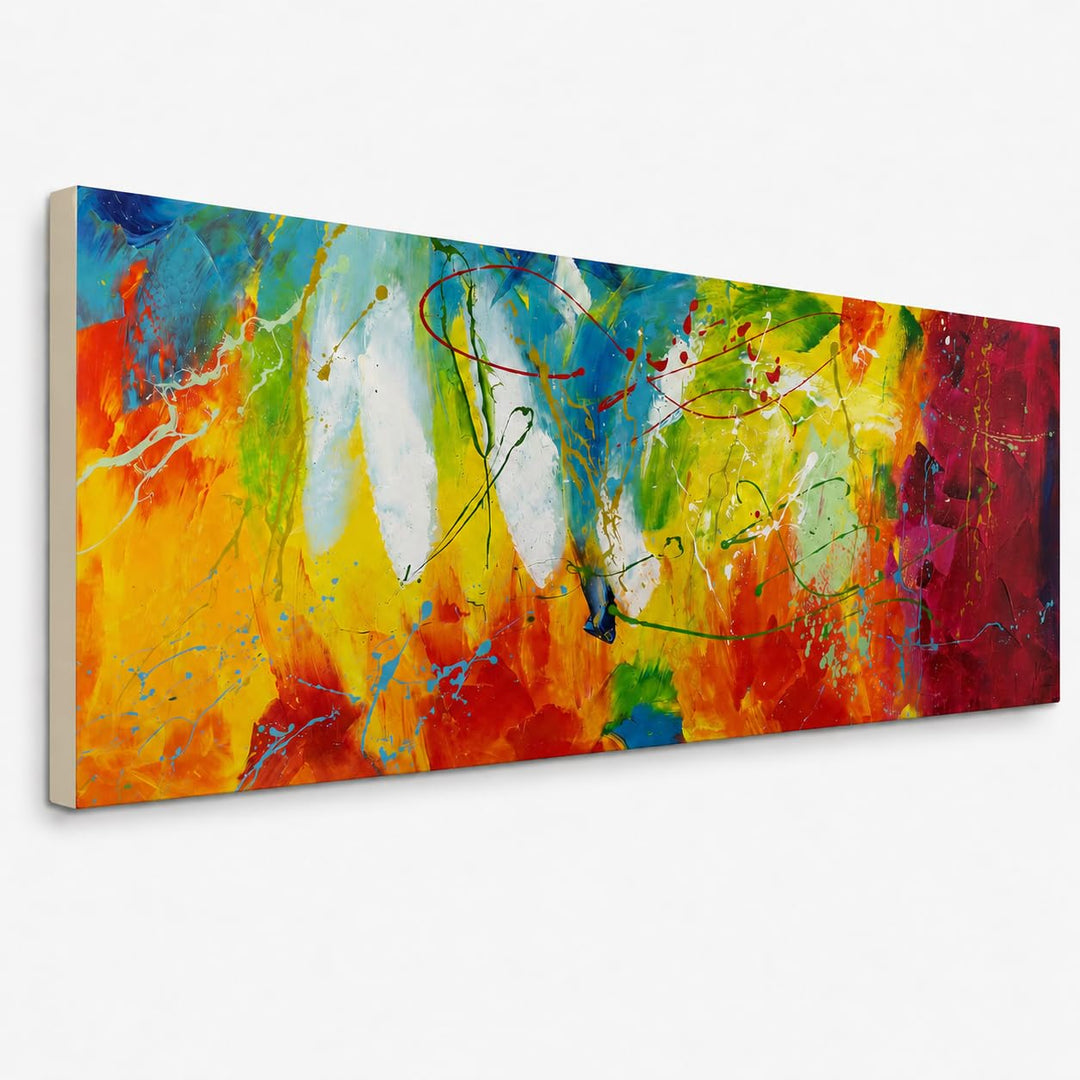 KunstLoft Leinwandbild | 100% HANDGEMALT | 150x50cm | Gemälde 'Bright Future' | Abstrakt | Bunt | Wa