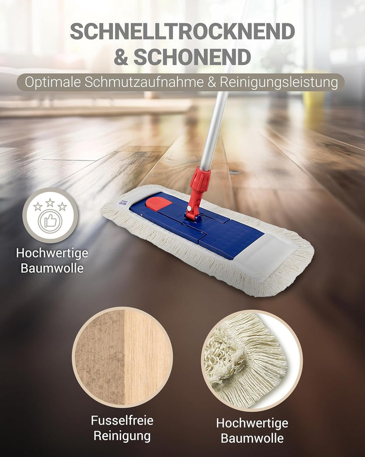 10 Profi Baumwolle Bodenwischer 40cm mit Aussenfransen - Wischmopp Bezug für effektive Gewerbe- & He