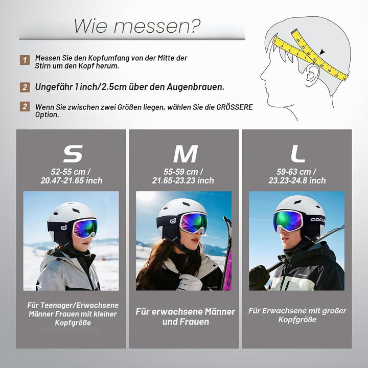 Odoland Skihelm und Skibrille Set Snowboardhelm mit Snowboardbrille für Damen und Herren Ski Goggles