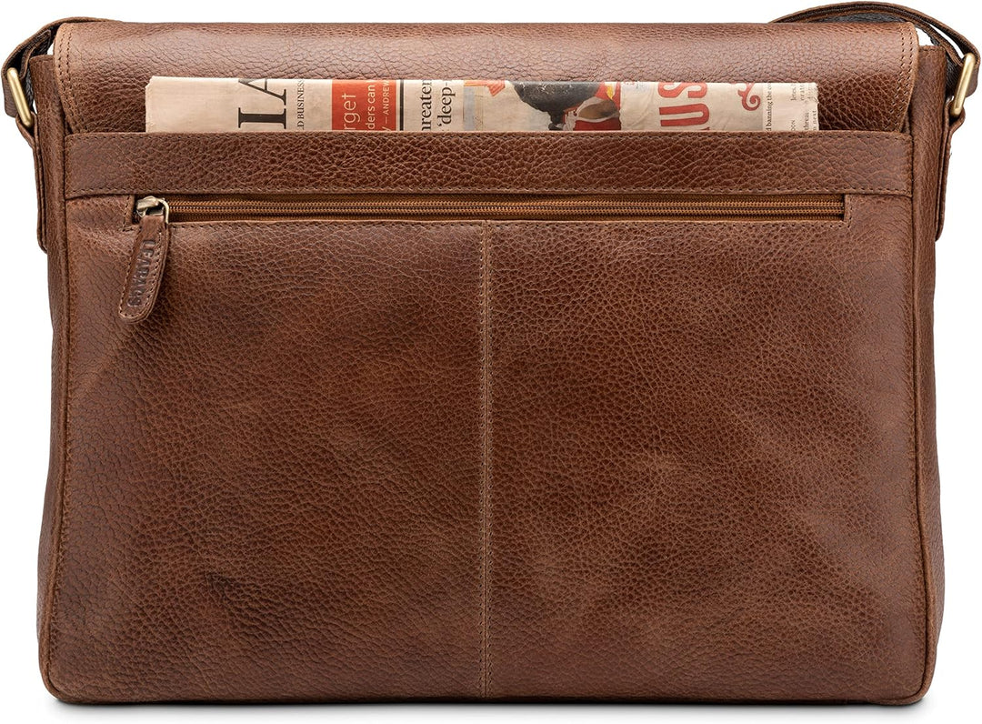 LEABAGS Leder Umhängetasche Herren & Damen I Messenger Bag mit Schultergurt I Echtleder Laptoptasche