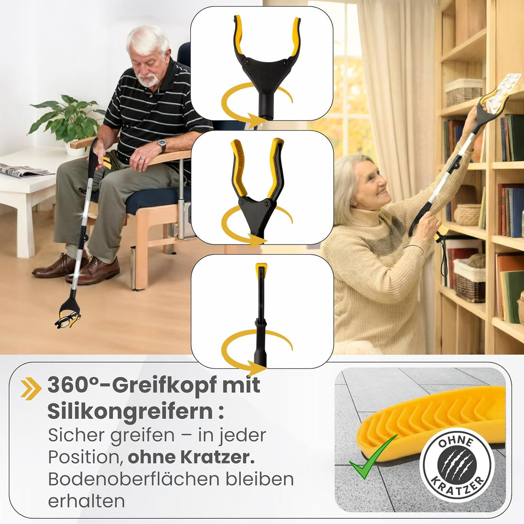 Greifzange für Senioren [80 cm] faltbarer Greifer zum aufheben | Reacher aus Aluminium | Müllzange 3