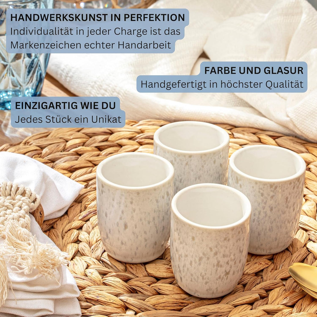 SÄNGER | Espresso Tassen Set Santorini 4 tlg, Espresso- & Mokkatassen 4 Personen, Espressotassen Ste