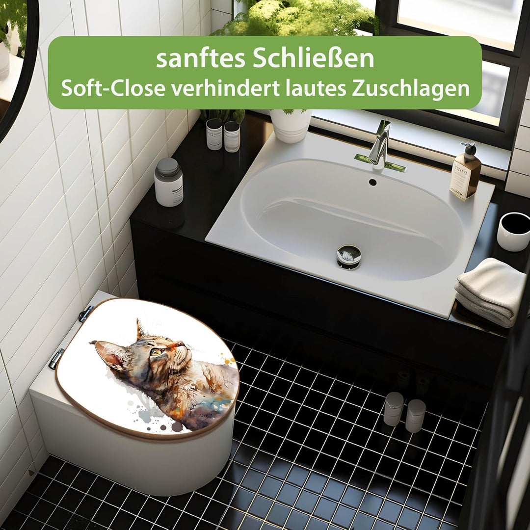 banjado Design WC Sitz Bambus Absenkautomatik 45,8x37,5cm - Toilettendeckel mit Absenkautomatik Holz
