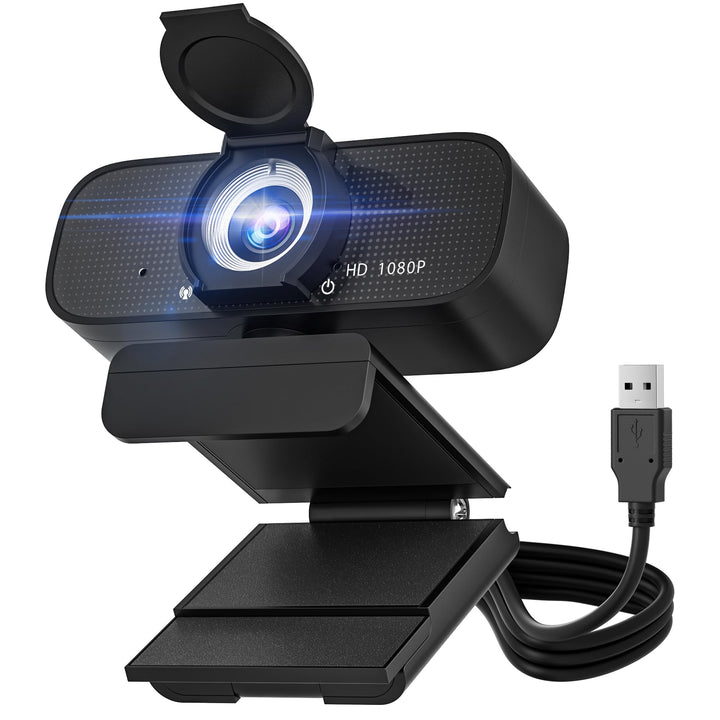 Full HD Webcam with Built-in Microphone and Rotatable Tripod, 1080P Video and Wide Angle Camera, Pri