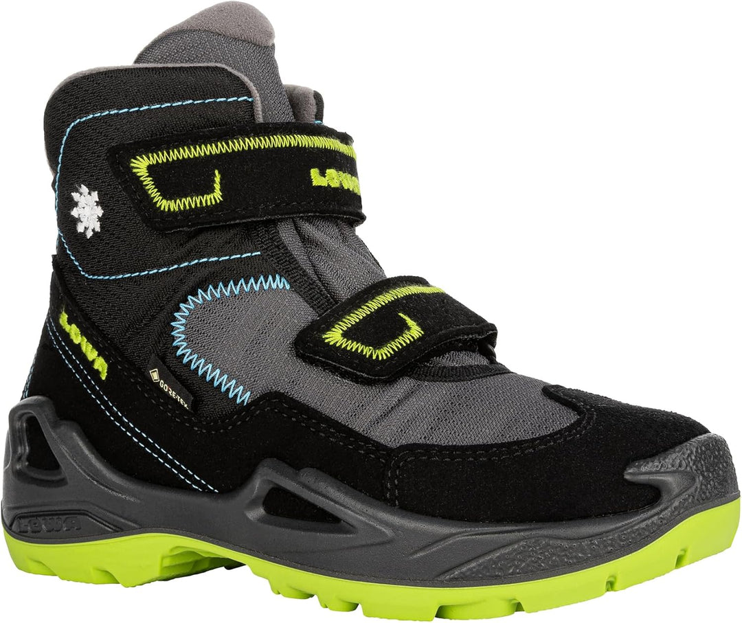 LOWA MILO GTX MID Kinder Winterstiefel gefüttert Outdoor Goretex 640542 25 EU Black Turquoise, 25 EU