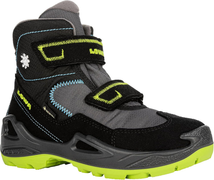 LOWA MILO GTX MID Kinder Winterstiefel gefüttert Outdoor Goretex 640542 25 EU Black Turquoise, 25 EU