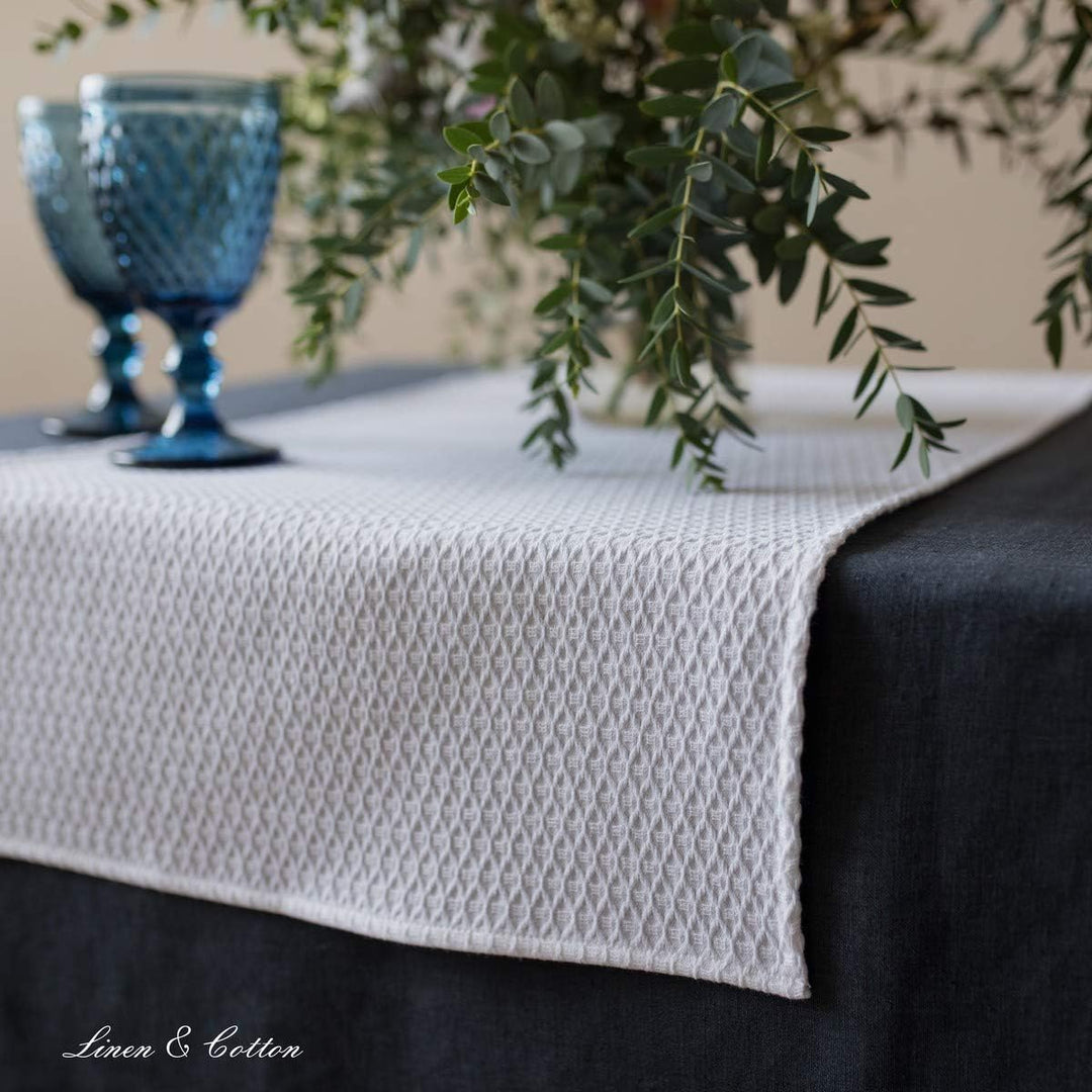 Linen &amp; Cotton Tischläufer Stoff Tischband Tischwäsche Maribella Einfach Genäht - 25% Leinen, 75% Ba