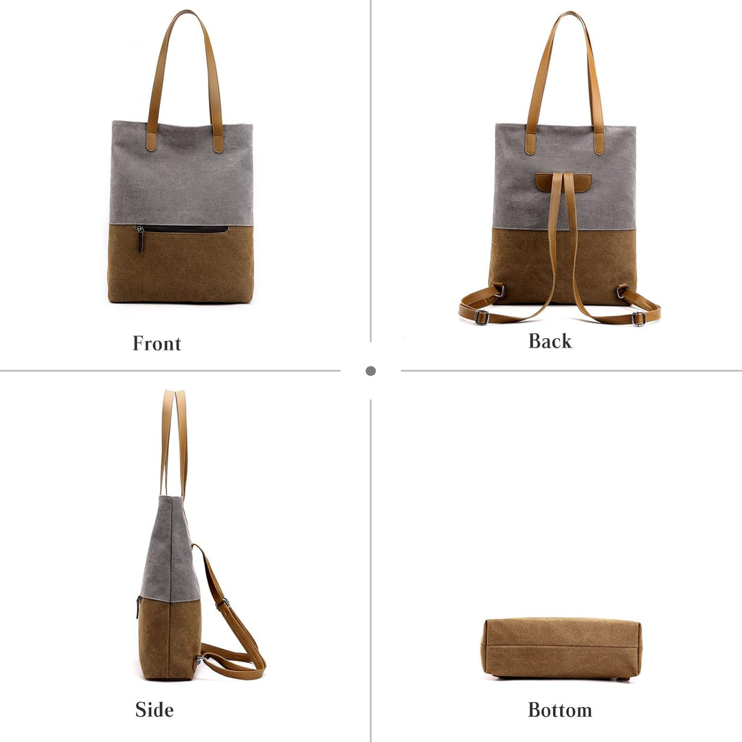 PORRASSO Damen Segeltuch Handtasche Rucksack Frauen Schultertasche Shopper Tasche Hobotasche für Sch