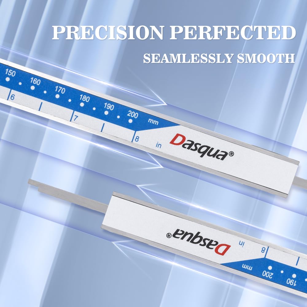 DASQUA Digitaler Messschieber 200 mm / 8 Zoll – Präzisions-Schieblehre aus Edelstahl, grosses LCD-Di