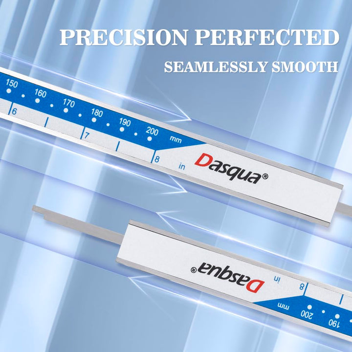 DASQUA Digitaler Messschieber 200 mm / 8 Zoll – Präzisions-Schieblehre aus Edelstahl, grosses LCD-Di