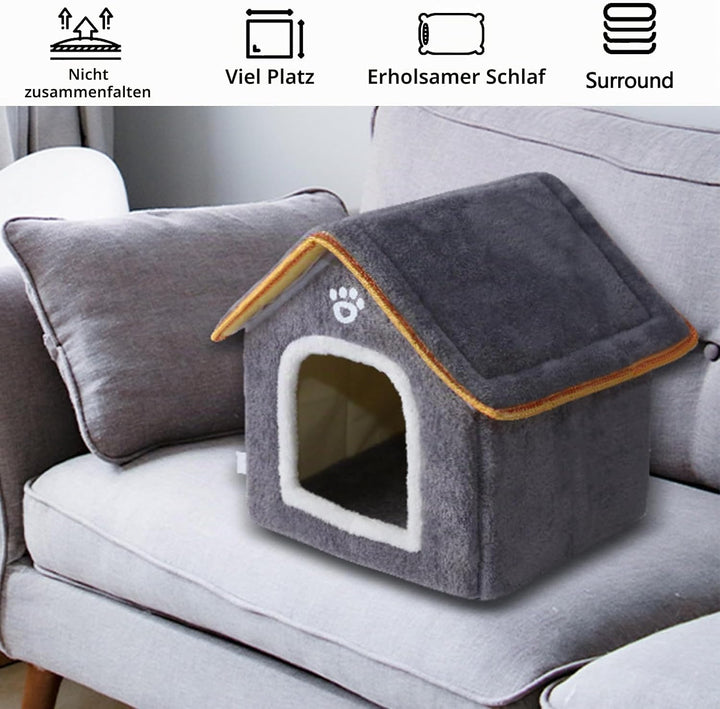 Galatée Hundehütte, Warmes Katzenhöhlenbett Für Den Innenbereich, Süsses, Faltbares Katzenhaus, Wasc