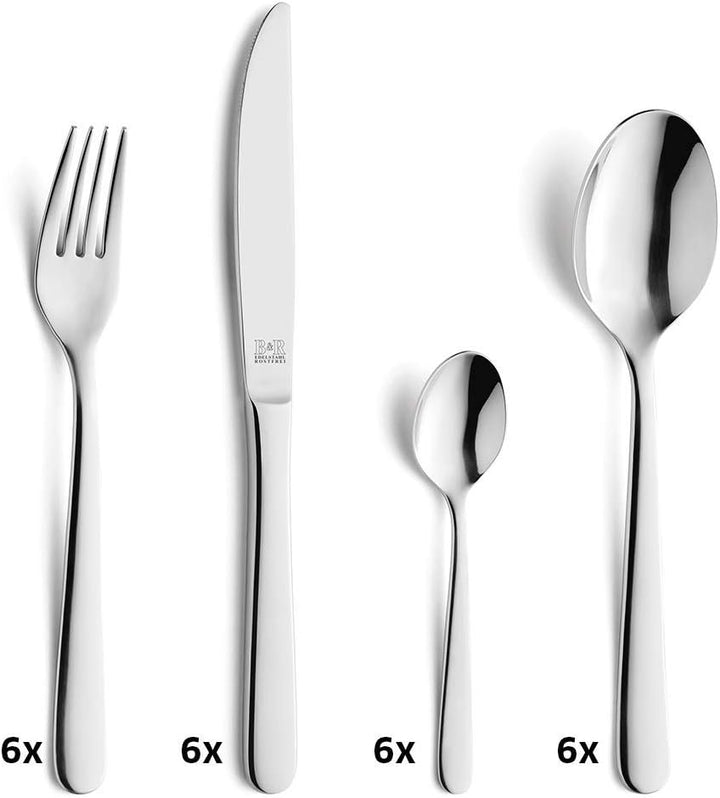 Beckmann & Rommerskirchen HAVANNA Besteck Set 6 Personen, 24-teilig, 18/10 Edelstahl & 13/0 Klingens