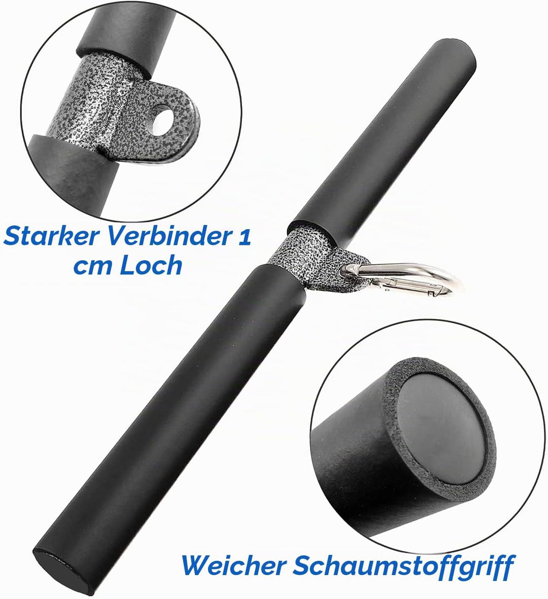 LAT-Zugstange für Pulley-System – 40cm Gerade Stange mit Schaumstoffgriffen, Kompatibel mit Ruderger