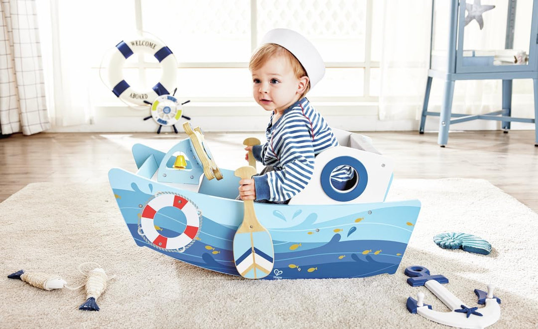 Hape Schaukelboot, fördert Balance und Motorik, mit funktionalen Ruderpaddeln und gepolstertem Sitz,