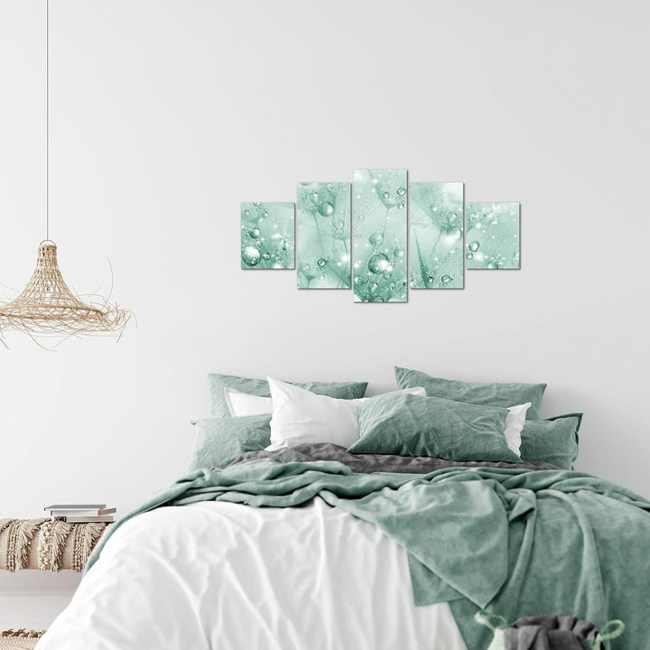 Runa Art Wandbilder Blumen Pusteblume 5 Teilig Bild auf Vlies Leinwand Deko Wohnzimmer Natur Schwarz