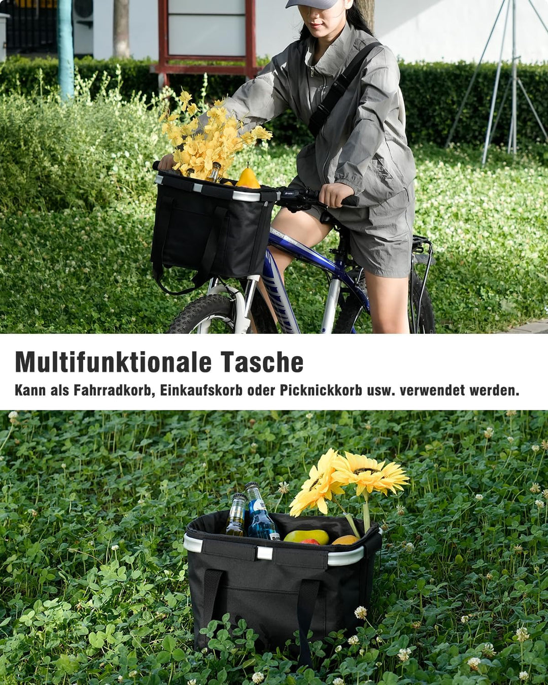 Diurwur®Fahrradkorb vorne wasserdicht Fahrrad Lenkerkorb Abnehmbarer Tragekorb Klein Einkaufskorb Pi