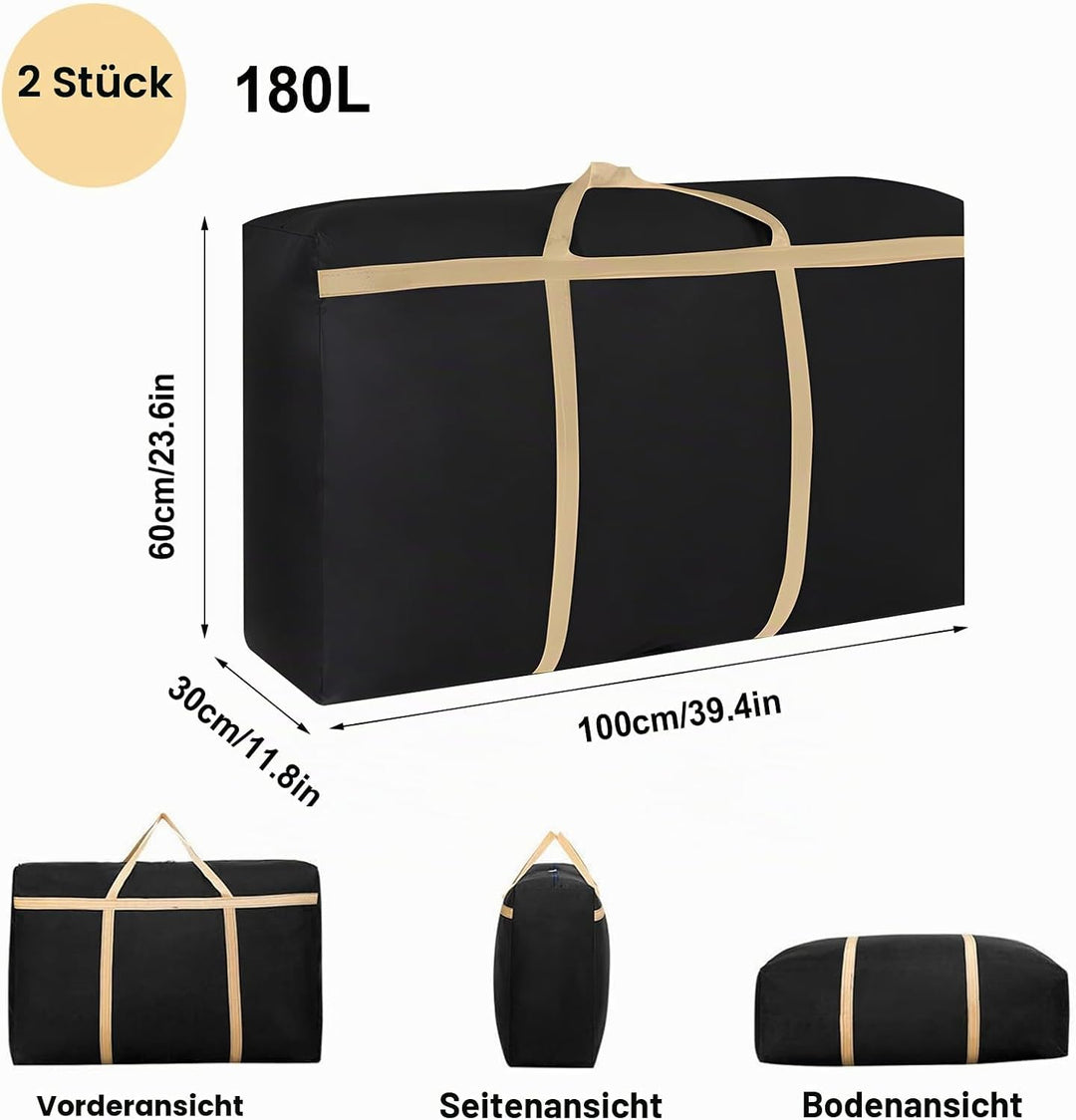 2 Stück 180L Extra Grosse Aufbewahrungstasche, 600D Oxford Heavy-Duty Umzugstaschen mit Verstärkten