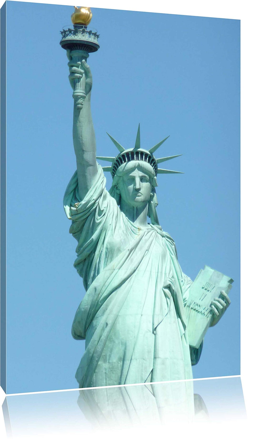 Pixxprint Freiheitsstatue Leinwand, XXL riesige Bilder fertig gerahmt mit Keilrahmen, Kunstdruck auf