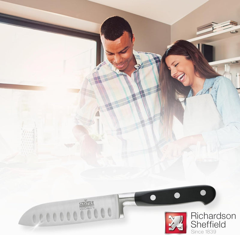 Richardson Sheffield V SABATIER Santoku-Messer, 12,5 cm lange Klinge, gehärteter Klingenstahl, rostf