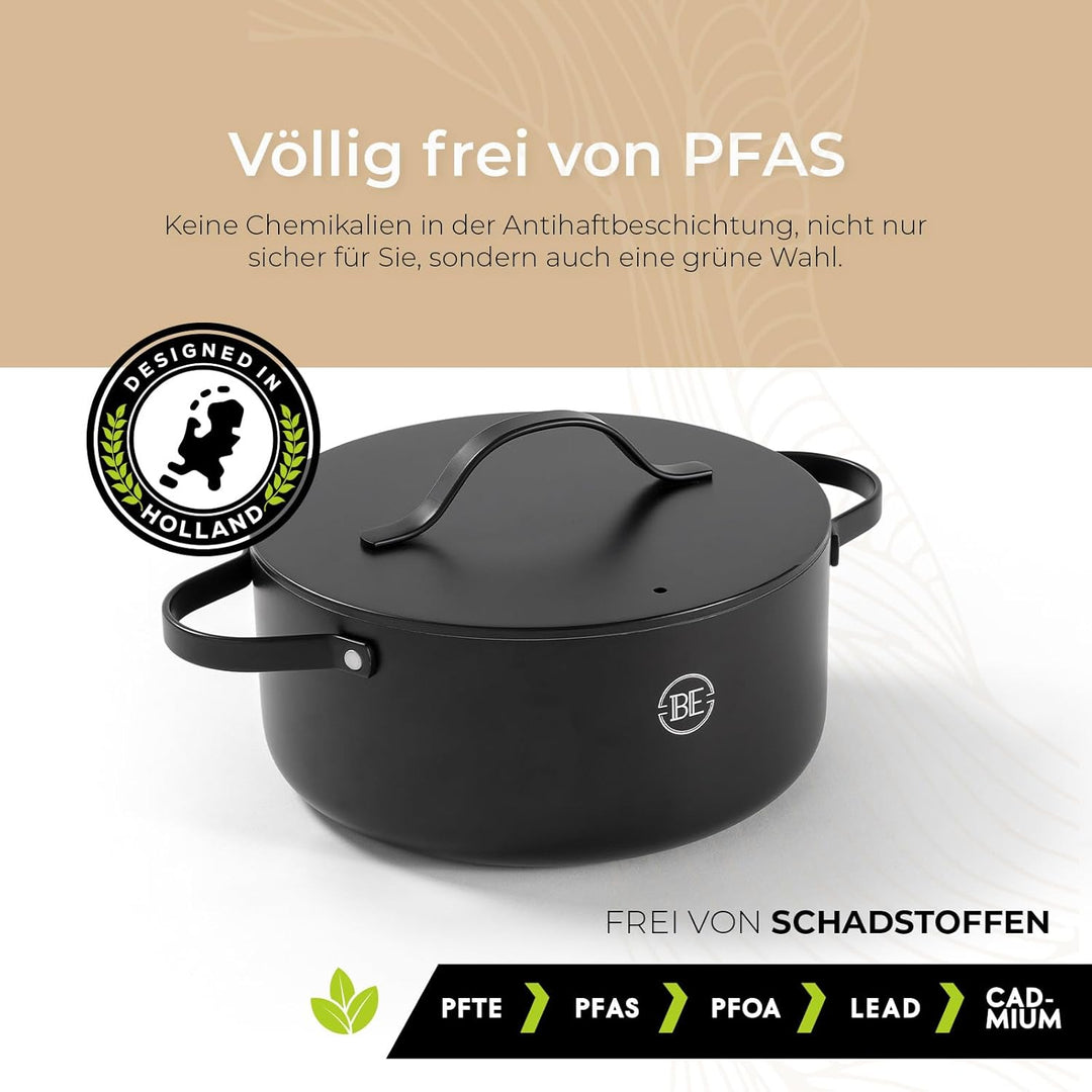 Be Living Essential Kochtopf mit Deckel Ø 28 cm (7 L) Induktion Schmortopf, Non Stick Keramik Antiha