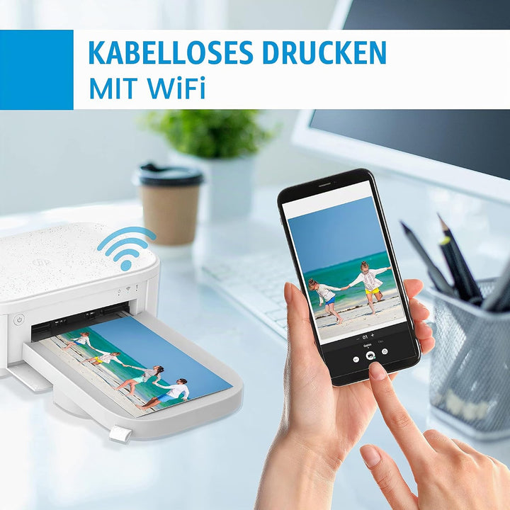 HP Sprocket Studio Plus WLAN-Drucker – Druckt 4x6-Zoll-Fotos drahtlos von Ihrem iOS- und Android-Ger