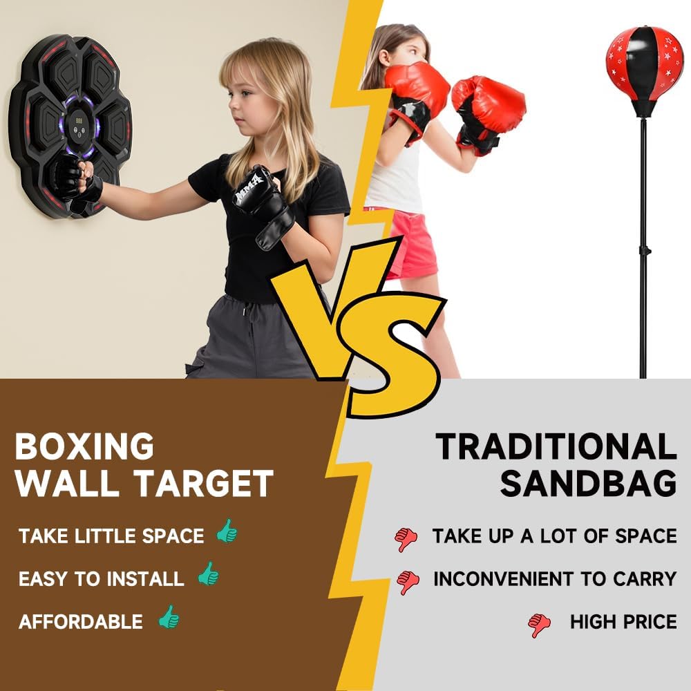 Topteng Bluetooth Music Boxing Machine mit 9 Geschwindigkeitsmodi und Zählmodus, Reaktionstraining,