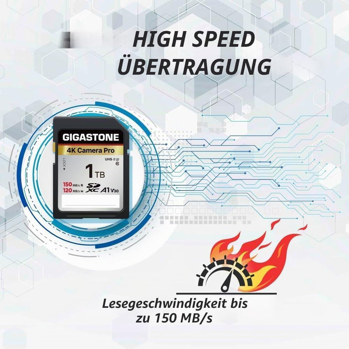 GIGASTONE 1 TB SD-Karte mit USB-Typ-C-Kartenleser, V30, SDXC-Speicherkarte, High-Speed, 4K, Ultra-HD
