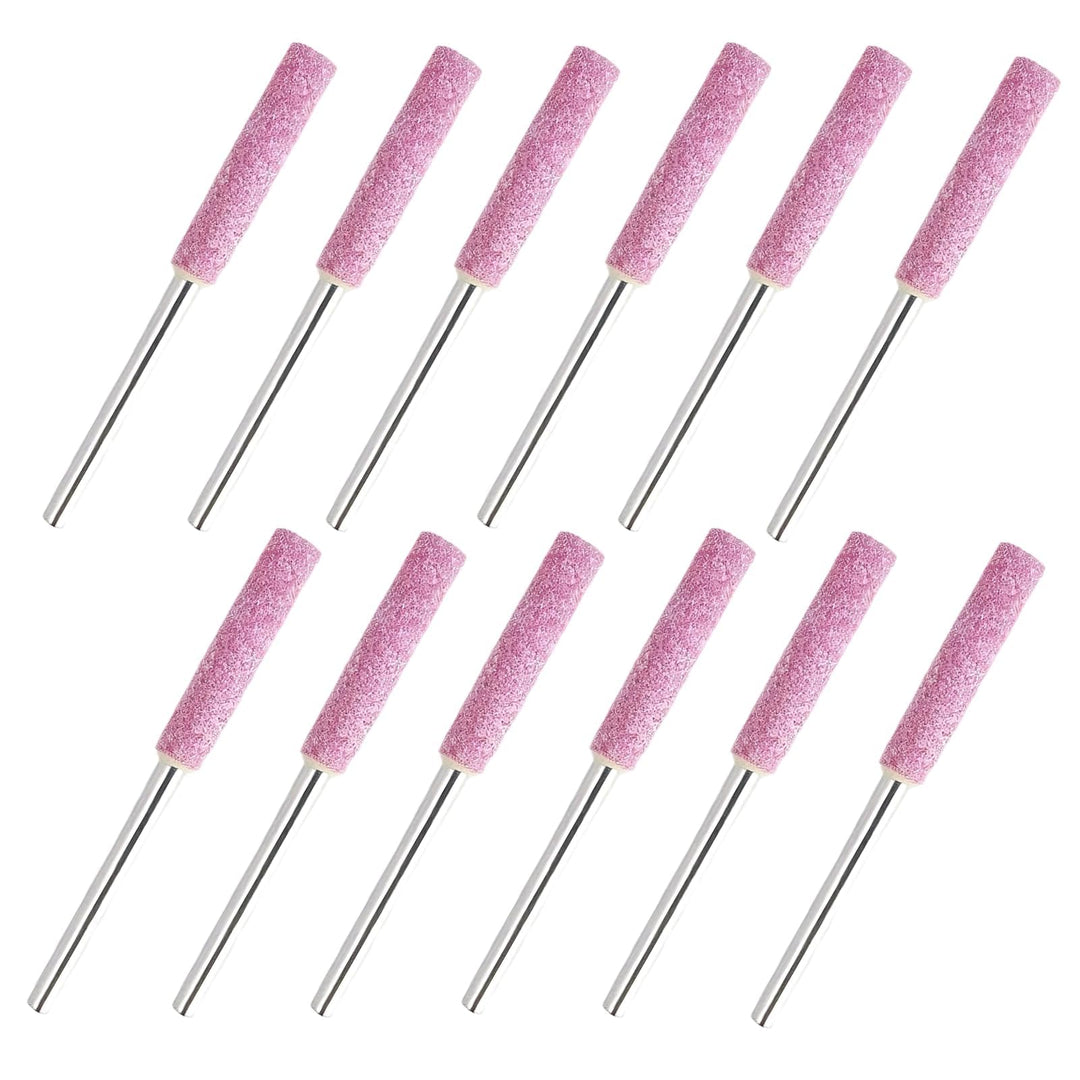 12 Stück Kettensägenschärfer Schleifstein-Feilen, 4,8 mm Keramik-Schleifkopf, 3 mm Metallschaft, für