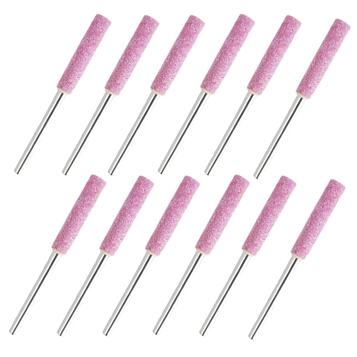 12 Stück Kettensägenschärfer Schleifstein-Feilen, 4,8 mm Keramik-Schleifkopf, 3 mm Metallschaft, für