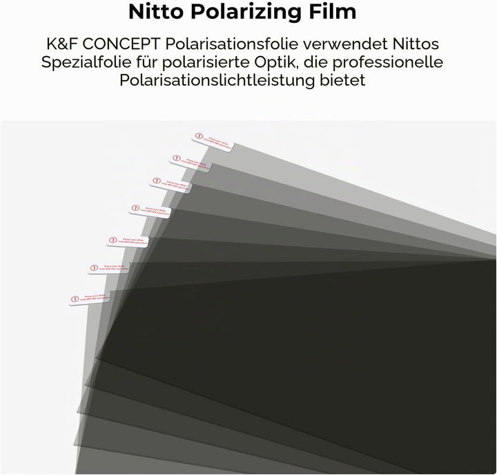 K&amp;F Concept Polarisationsfolie 4 Stück 300 * 200 * 0,21mm polfilter Folie，linear 90 Grad, 4 Stück