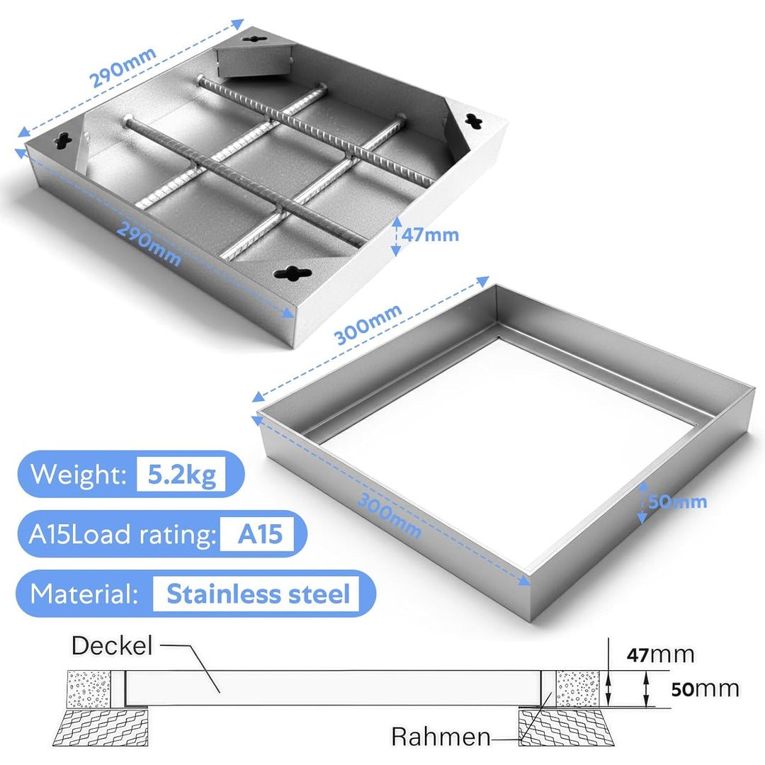 Schachtabdeckung Edelstahl，schachtdeckel Eckig-schachtabdeckung eckig schachtdeckel 300 x 300 mm sch
