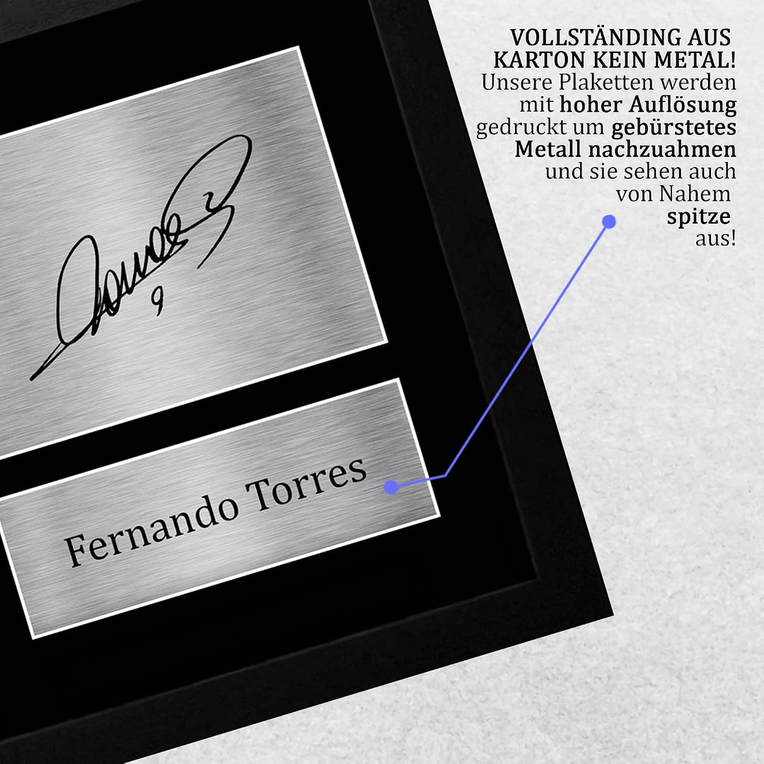 HWC Trading FR A4 Fernando Torres Liverpool Gifts gedrucktes Autogramm für Fans und Fans, A4 gerahmt