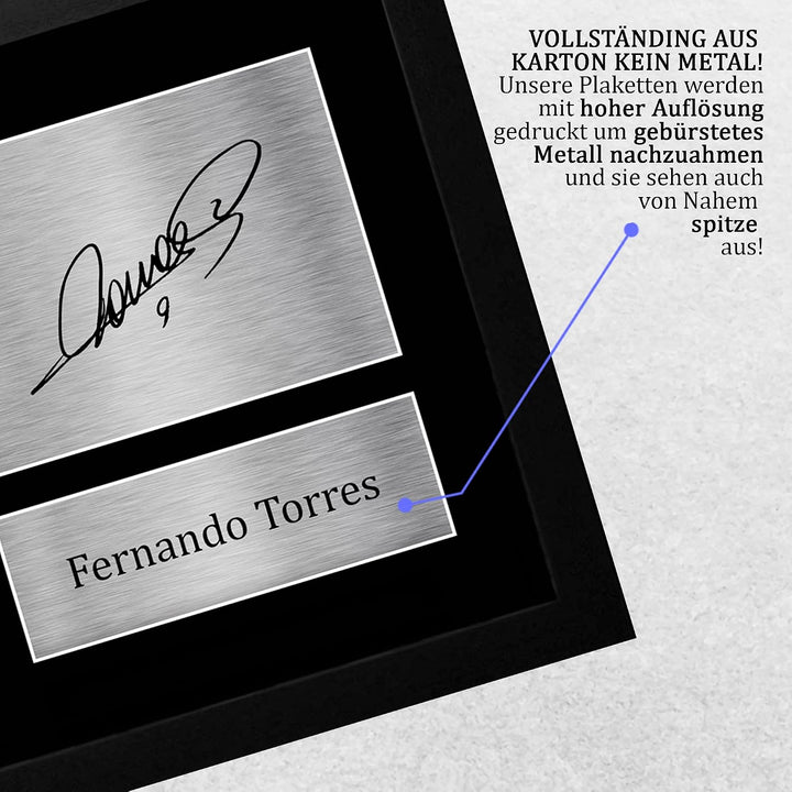 HWC Trading FR A4 Fernando Torres Liverpool Gifts gedrucktes Autogramm für Fans und Fans, A4 gerahmt
