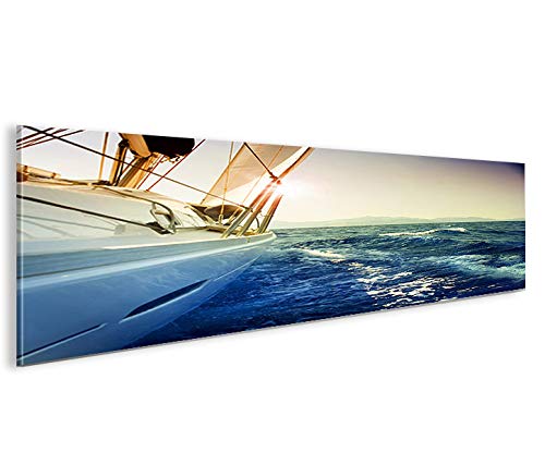 islandburner Bild Bilder auf Leinwand Segelyacht Panorama XXL Poster Leinwandbild Wandbild Art up Yo