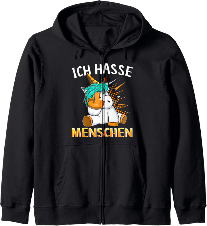 Ich hasse Menschen Einhorn Kapuzenjacke