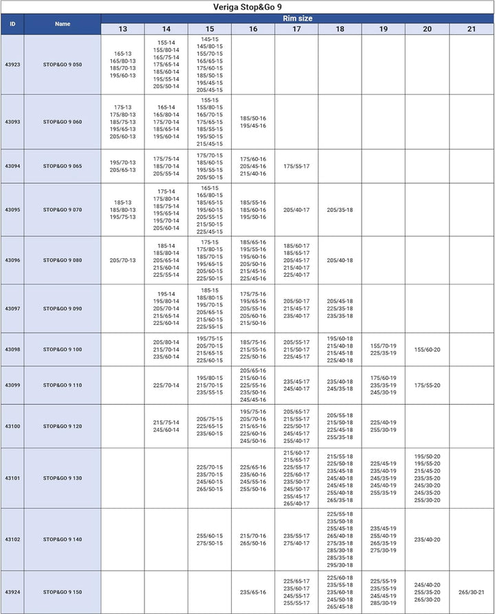 Veriga SG9-050 STOP&GO CAR 9mm Schneeketten Satz (1 Paar= 2 Stück) automatische Spannung für PKW 439