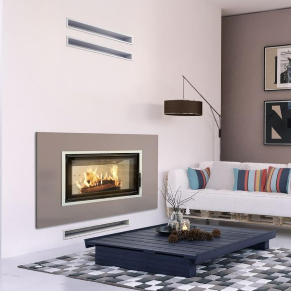 KRATKI Lüftungsgitter LUFT | Warmluftgitter 6 x 80 cm | Schwarz | Abluftgitter für Kamin Belüftung |