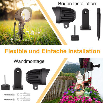 MEIKEE 7W Gartenbeleuchtung Warmweiss 2700K 500LM Gartenlampe IP66 Wasserdicht Gartenstrahler mit Er