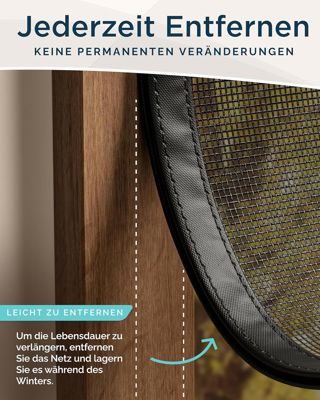 ARCOL Fliegengitter Balkontür 65x200 cm aus Fiberglas – Schluss mit Mücken in 3 Min., Ultrafeines In