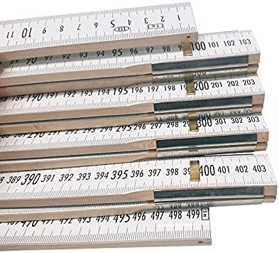 Nivellierzollstock 5 m, (Geometer-Massstab), Transportlänge 57,5 cm – beide Seiten cm/mm-Teilung