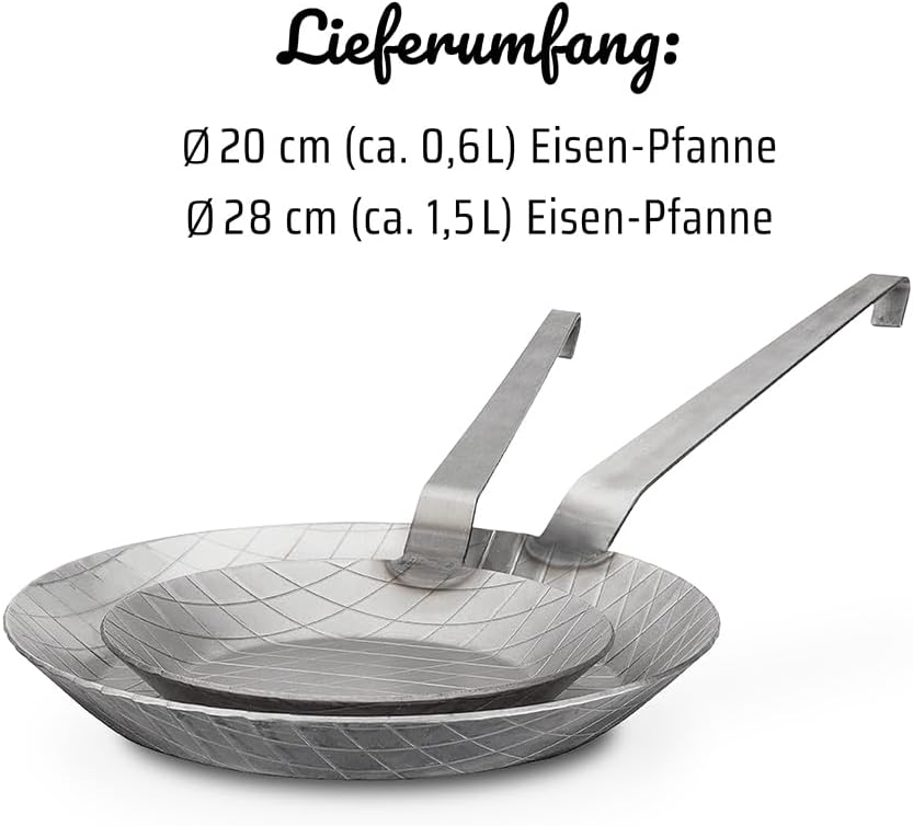 Eisenpfanne geschmiedet, 2er Set