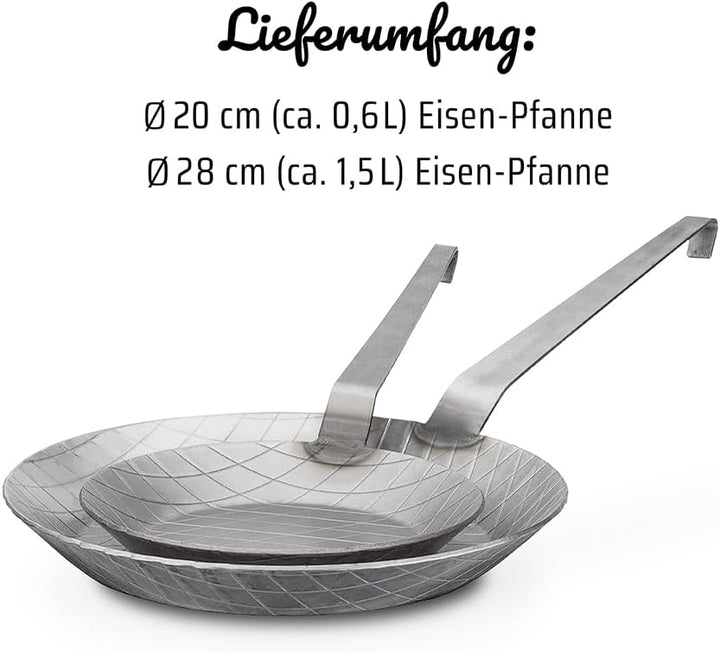 Eisenpfanne geschmiedet, 2er Set