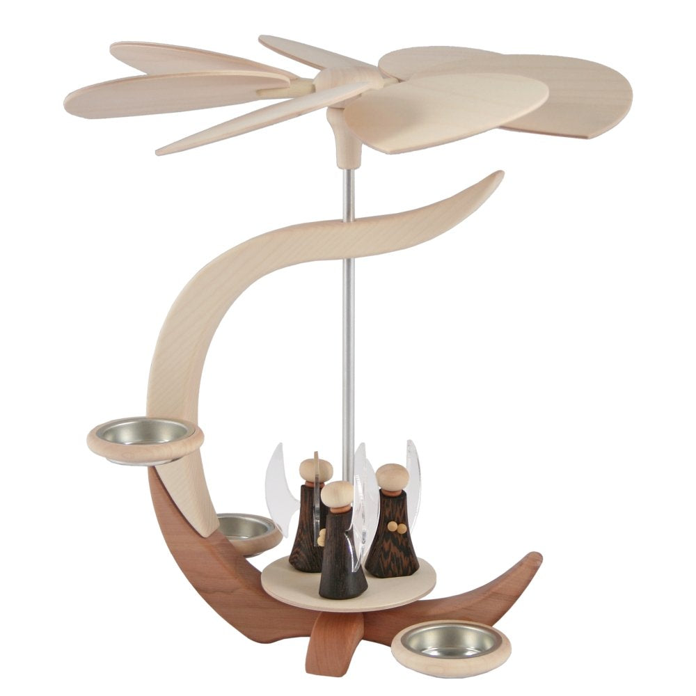 Seiffener Volkskunst - Pyramide C-Form mit Engeln, 30 cm, 1-stöckige Pyramide