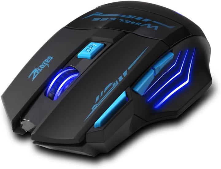 zelotes Kabellose Maus,4 DPI Einstellbar,7 Tasten,Energieeinsparung,2,4 GHz mit USB Empfänger,LED Be