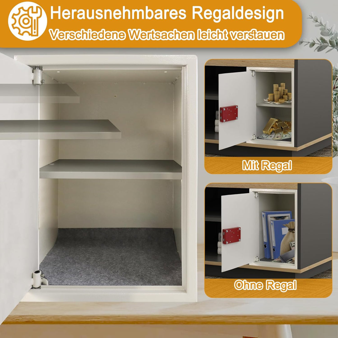 Tresor Safe Möbeltresor Feuerfest &amp; Wasserdicht (35x31x50 cm - XL) mit 2 Schlüsseln Geldschrank für