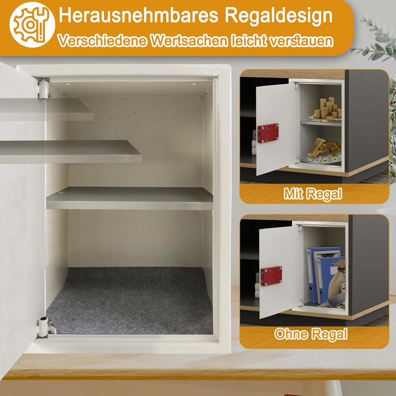 YRHome Möbeltresor Tresor Safe XL-35x31x50cm mit 2 Schlüssel-Schloss & Befestigungsschrauben Boden-W