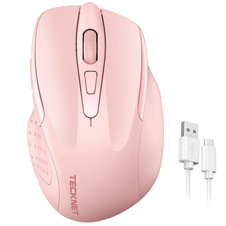 TECKNET Wiederaufladbare, 2.4G Kabellose Maus mit leisem Klick, 4800 DPI, 6 Einstellbar, Ergonomisch